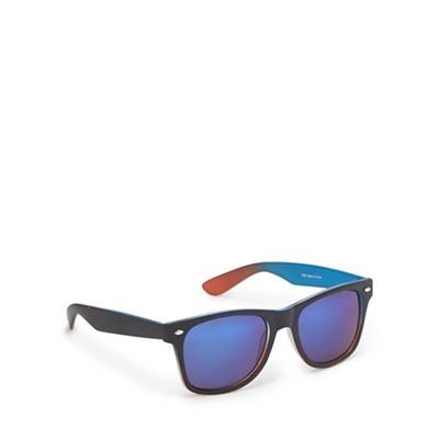 Blue and orange two tone square sunglasses